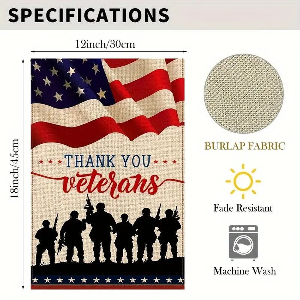 Thank You Veterans Garden Flag Double Sided 12" x 18" NEW! Home & Garden:Yard, Garden & Outdoor Living:Décor:Flags Style Your Walls